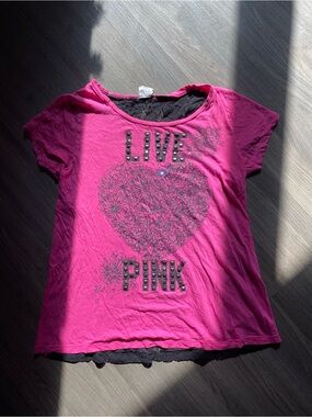 Graphic Pink Tee with Mesh back
